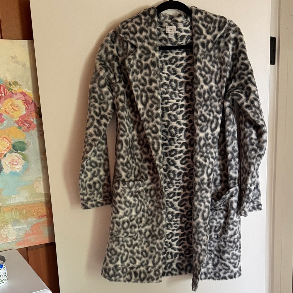 a new day Black and White Leopard Teddy Jacket